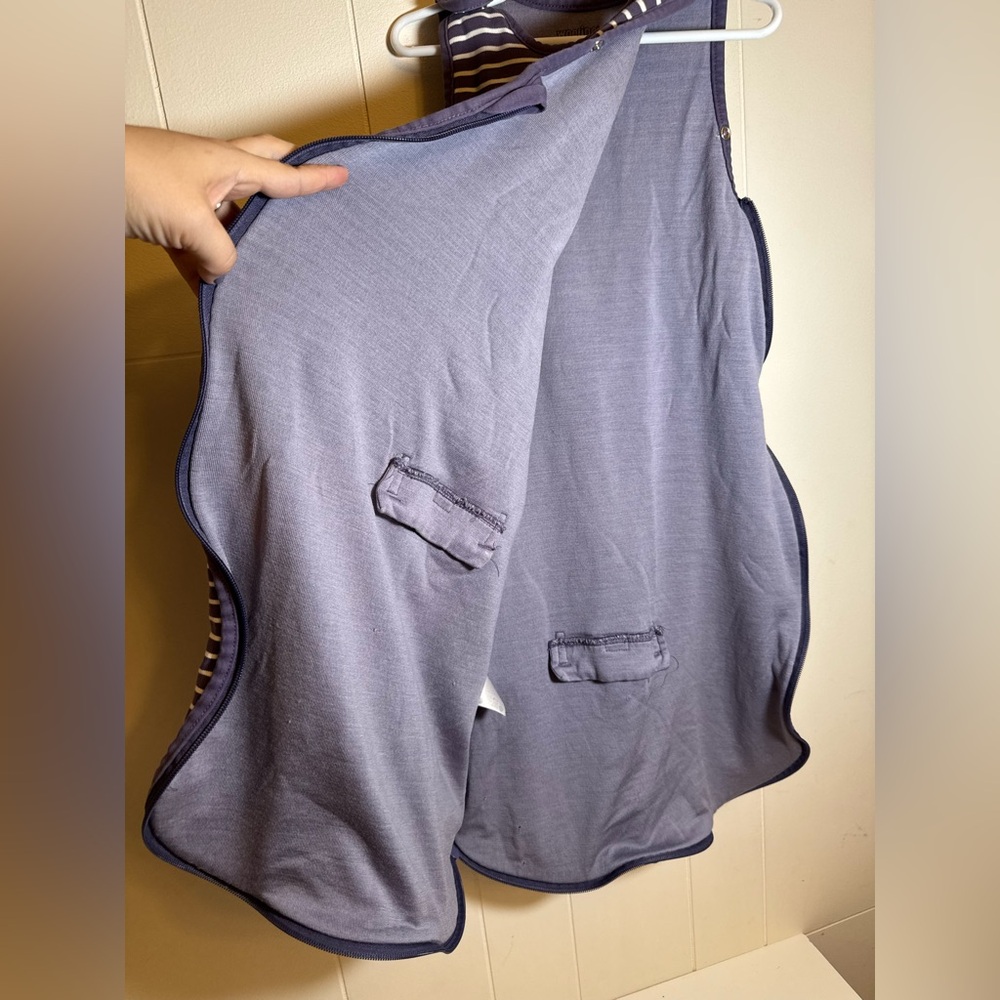 Woolino 4 Season® Ultimate Baby Sleep Bag, Merino Wool & Organic Cotton Stripes - Picture 4 of 9